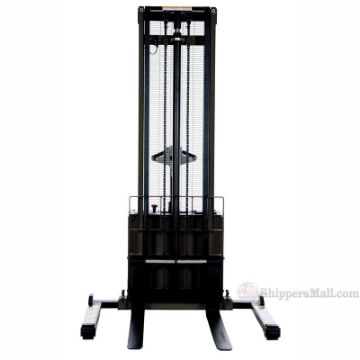 Full Powered Stacker with Power Drive and Powered Lift Adjustable Forks / Adjustable Support Legs 2K Cap., 150" High - S-150-AA c Full Powered Stacker with Power Drive and Powered Lift P/N: S-150-AA c