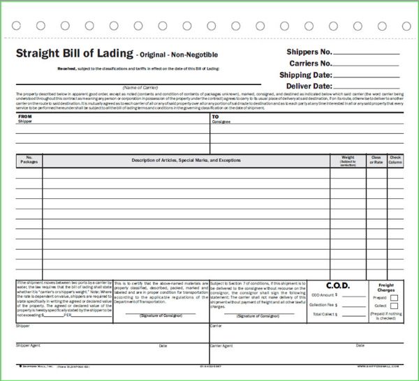 Bills of Lading , 8-1/2"X7" - BLSNP004