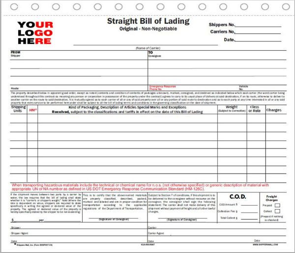 Bill of Lading, P/N: BLSNP007-C-GRP