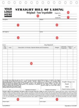 Bills of lading, 8-1/2" X 11" Snap-set format carbonless forms. BLSNP002-C with numbers Straight bills of lading, 8-1/2" X 11" Snap-set format carbonless forms. BLSNP002-C Numbering