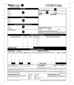 VICS Compliant Bills of Lading in a long form continuous format. VICSLFCC002-C3 VICS Bill of Lading - Long Form - 3 Part - Continuous Format - VICSLFCC002-C3
