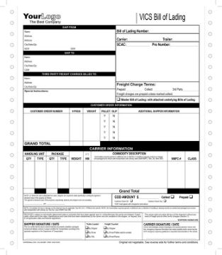 VICS Bill of Lading supplement form- 3 Ply, Continuous Carbonless  VICSLFCCSUP002-C3 Supplement for VICS Bill of Lading - 3 Ply, Continuous Carbonless  VICSLFCCSUP002-C3