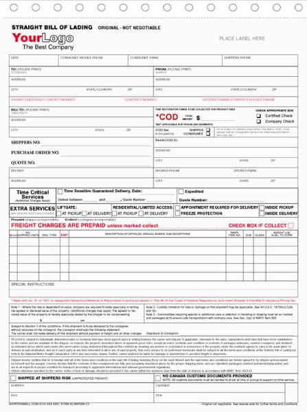 LTL Bill of Lading, Long Form, Snap-Set, 8-1/2" X 11"