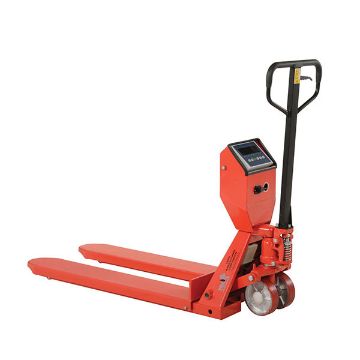 Steel Low Profile Pallet Truck with Scale 64-1/2" x 22-3/8" x 48" 5000 Lb. Capacity Red 10 Steel Low Profile Pallet Truck Scale - PM-2048-SCL-LP