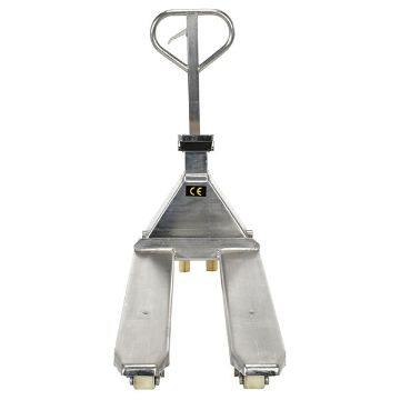 Stainless Steel Low Profile Pallet Truck with Scale 61-11/16" x 20" x 48-5/8" 5000 Lb. Capacity Silver 30 Stainless Steel Low Profile Pallet Truck - PM-2048-SCL-LP-SS