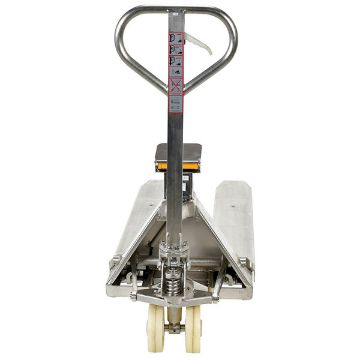 Stainless Steel Low Profile Pallet Truck with Scale 61-11/16" x 20" x 48-5/8" 5000 Lb. Capacity Silver 40 Stainless Steel Low Profile Pallet Truck - PM-2048-SCL-LP-SS