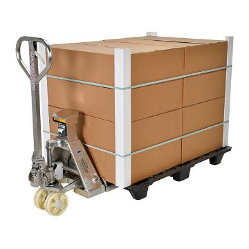 Stainless Steel Low Profile Pallet Truck with Scale 61-11/16" x 20" x 48-5/8" 5000 Lb. Capacity Silver 50 Stainless Steel Low Profile Pallet Truck - PM-2048-SCL-LP-SS