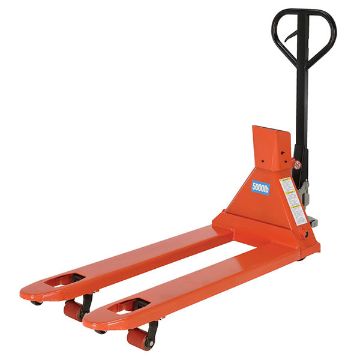 Steel Trade Legal Low Profile Pallet Truck with Scale 62" x 21-1/2" x 47-1/2" 5000 Lb. Capacity Red 20 Steel Trade Legal Low Profile Pallet Truck - PM-2146-TL-SCL-LP
