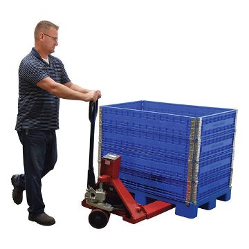 Steel Trade Legal Low Profile Pallet Truck with Scale 62" x 21-1/2" x 47-1/2" 5000 Lb. Capacity Red 80 Steel Trade Legal Low Profile Pallet Truck - PM-2146-TL-SCL-LP