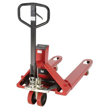 Steel Trade Legal Low Profile Pallet Truck with Scale 66" x 28" x 48" 5000 Lb. Capacity Red 40 Steel Trade Legal Low Profile Pallet Truck - PM-2746-TL-SCL-LP