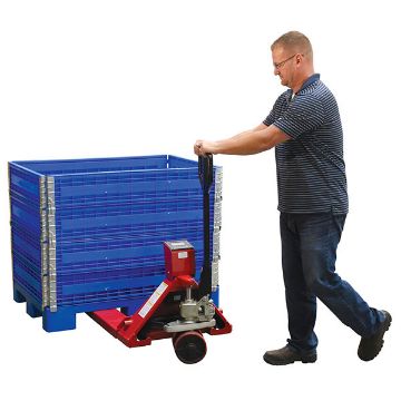 Steel Trade Legal Low Profile Pallet Truck with Scale 66" x 28" x 48" 5000 Lb. Capacity Red 70 Steel Trade Legal Low Profile Pallet Truck - PM-2746-TL-SCL-LP