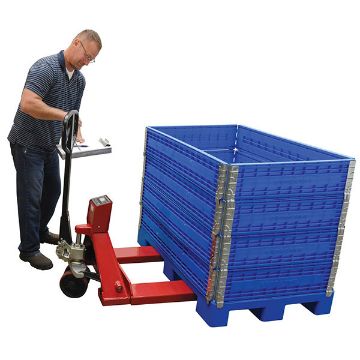 Steel Trade Legal Low Profile Pallet Truck with Scale 66" x 28" x 48" 5000 Lb. Capacity Red 90 Steel Trade Legal Low Profile Pallet Truck - PM-2746-TL-SCL-LP