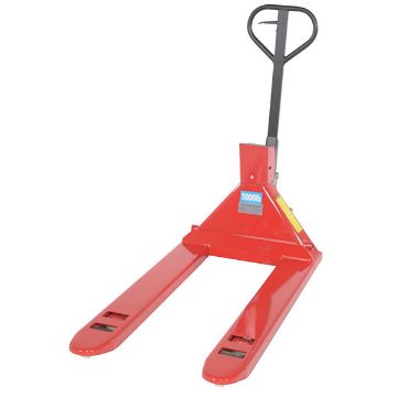 Steel Trade Legal Low Profile Pallet Truck with Scale and Printer 66" x 28" x 48" 5000 Lb. Capacity Red 20 Steel Trade Legal Low Profile Pallet Truck - PM-2746-TL-SCL-LP-PT