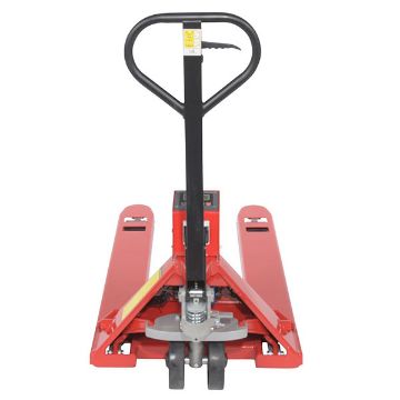 Steel Trade Legal Low Profile Pallet Truck with Scale and Printer 66" x 28" x 48" 5000 Lb. Capacity Red 40 Steel Trade Legal Low Profile Pallet Truck - PM-2746-TL-SCL-LP-PT