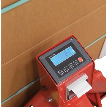 Steel Trade Legal Low Profile Pallet Truck with Scale and Printer 66" x 28" x 48" 5000 Lb. Capacity Red 60 Steel Trade Legal Low Profile Pallet Truck - PM-2746-TL-SCL-LP-PT
