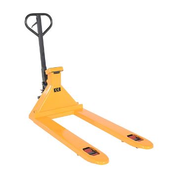 Steel Low Profile Economy Pallet Truck with Scale 67-1/2" x 27" x 47" 5000 Lb. Capacity Yellow 10 Steel Low Profile Economy Pallet Truck - PM-2748-SCL-LP-E