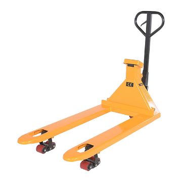 Steel Low Profile Economy Pallet Truck with Scale 67-1/2" x 27" x 47" 5000 Lb. Capacity Yellow 20 Steel Low Profile Economy Pallet Truck - PM-2748-SCL-LP-E