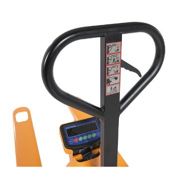 Steel Low Profile Economy Pallet Truck with Scale 67-1/2" x 27" x 47" 5000 Lb. Capacity Yellow 70 Steel Low Profile Economy Pallet Truck - PM-2748-SCL-LP-E