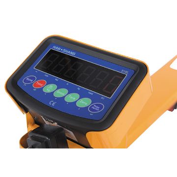 Steel Low Profile Economy Pallet Truck with Scale 67-1/2" x 27" x 47" 5000 Lb. Capacity Yellow 80 Steel Low Profile Economy Pallet Truck - PM-2748-SCL-LP-E