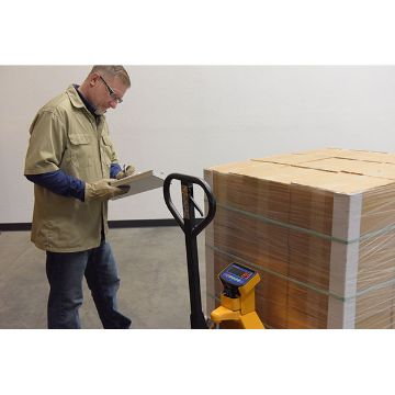 Steel Low Profile Economy Pallet Truck with Scale 67-1/2" x 27" x 47" 5000 Lb. Capacity Yellow 130 Steel Low Profile Economy Pallet Truck - PM-2748-SCL-LP-E