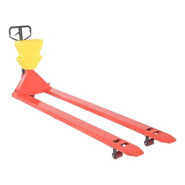 Steel/Plastic Pallet Truck 109-3/16" x 27" x 48" 4000 Lb. Capacity Red with Yellow P-Caddy 10 Steel/Plastic Pallet Truck - PM4-2796-UP-001