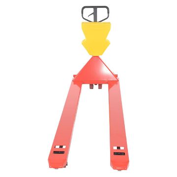 Steel/Plastic Pallet Truck 109-3/16" x 27" x 48" 4000 Lb. Capacity Red with Yellow P-Caddy 30 Steel/Plastic Pallet Truck - PM4-2796-UP-001