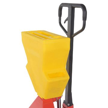 Steel/Plastic Pallet Truck 109-3/16" x 27" x 48" 4000 Lb. Capacity Red with Yellow P-Caddy 60 Steel/Plastic Pallet Truck - PM4-2796-UP-001