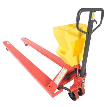 Steel/Plastic Pallet Truck 109-3/16" x 27" x 48" 4000 Lb. Capacity Red with Yellow P-Caddy 70 Steel/Plastic Pallet Truck - PM4-2796-UP-001