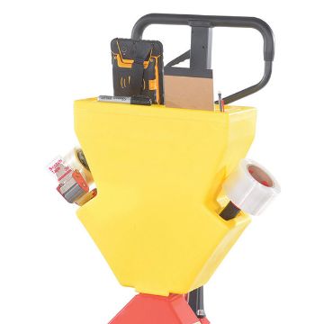 Steel/Plastic Pallet Truck 109-3/16" x 27" x 48" 4000 Lb. Capacity Red with Yellow P-Caddy 80 Steel/Plastic Pallet Truck - PM4-2796-UP-001