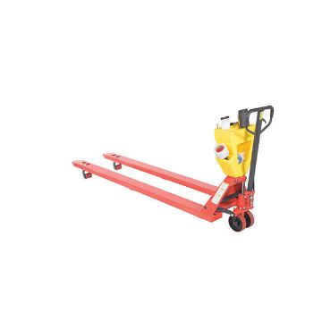 Steel/Plastic Pallet Truck 109-3/16" x 27" x 48" 4000 Lb. Capacity Red with Yellow P-Caddy 90 Steel/Plastic Pallet Truck - PM4-2796-UP-001