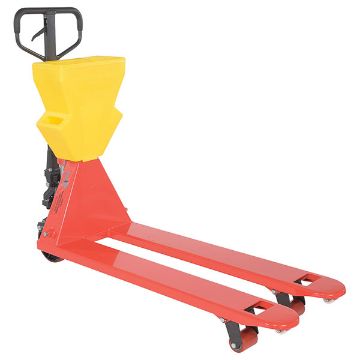 Steel/Plastic Pallet Truck 61-3/16" x 20" x 48" 5500 Lb. Capacity Red with Yellow P-Caddy 10 Steel/Plastic Pallet Truck - PM5-2048-UP-001