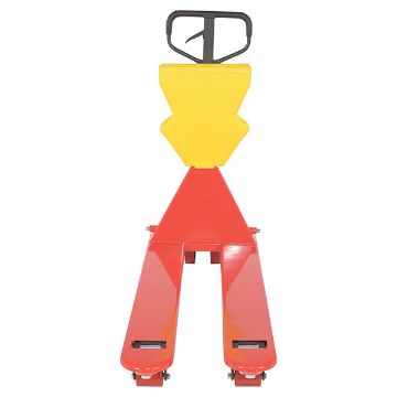 Steel/Plastic Pallet Truck 61-3/16" x 20" x 48" 5500 Lb. Capacity Red with Yellow P-Caddy 30 Steel/Plastic Pallet Truck - PM5-2048-UP-001