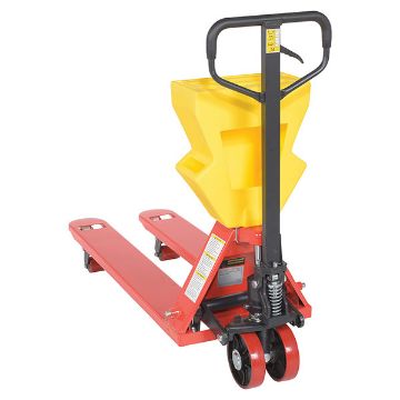 Steel/Plastic Pallet Truck 61-3/16" x 20" x 48" 5500 Lb. Capacity Red with Yellow P-Caddy 40 Steel/Plastic Pallet Truck - PM5-2048-UP-001