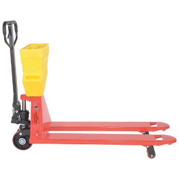 Steel/Plastic Pallet Truck 61-3/16" x 20" x 48" 5500 Lb. Capacity Red with Yellow P-Caddy 50 Steel/Plastic Pallet Truck - PM5-2048-UP-001