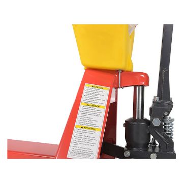 Steel/Plastic Pallet Truck 61-3/16" x 20" x 48" 5500 Lb. Capacity Red with Yellow P-Caddy 60 Steel/Plastic Pallet Truck - PM5-2048-UP-001