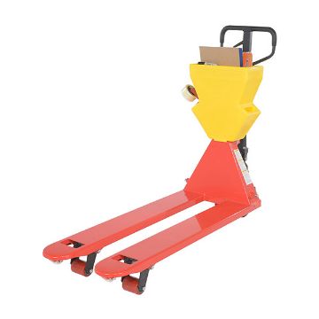 Steel/Plastic Pallet Truck 61-3/16" x 20" x 48" 5500 Lb. Capacity Red with Yellow P-Caddy 90 Steel/Plastic Pallet Truck - PM5-2048-UP-001