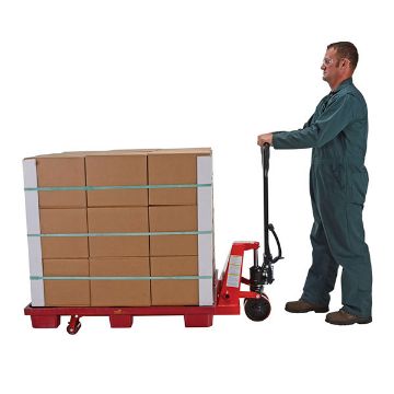 Wheel Nose Pallet Truck with Foot Pedal 27" x 48" 5500 Lb. Capacity Red 40 Wheel Nose Pallet Truck - PM5-2748-FP