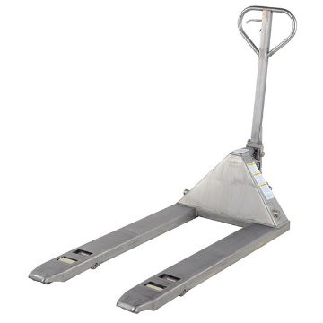 304 Stainless Steel Pallet Truck 62" x 27" x 48" 5500 Lb. Capacity Silver 20 304 Stainless Steel Pallet Truck - PM5-2748-SS