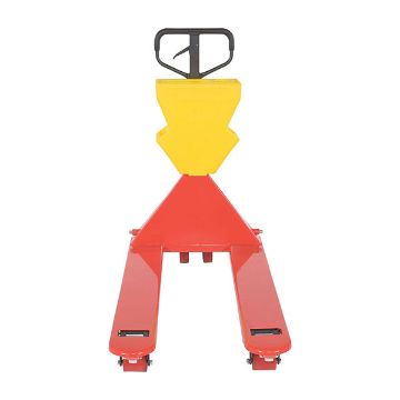 Steel/Plastic Pallet Truck 61-3/16" x 27" x 48" 5500 Lb. Capacity Red with Yellow P-Caddy 30 Steel/Plastic Pallet Truck - PM5-2748-UP-001