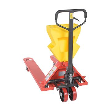 Steel/Plastic Pallet Truck 61-3/16" x 27" x 48" 5500 Lb. Capacity Red with Yellow P-Caddy 40 Steel/Plastic Pallet Truck - PM5-2748-UP-001