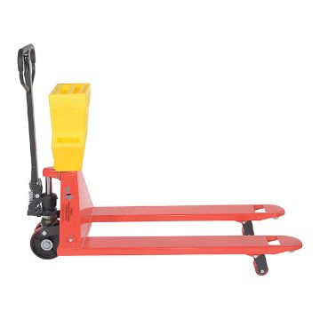 Steel/Plastic Pallet Truck 61-3/16" x 27" x 48" 5500 Lb. Capacity Red with Yellow P-Caddy 50 Steel/Plastic Pallet Truck - PM5-2748-UP-001