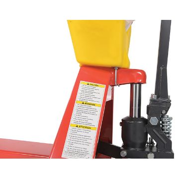 Steel/Plastic Pallet Truck 61-3/16" x 27" x 48" 5500 Lb. Capacity Red with Yellow P-Caddy 70 Steel/Plastic Pallet Truck - PM5-2748-UP-001