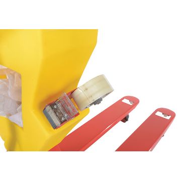 Steel/Plastic Pallet Truck 61-3/16" x 27" x 48" 5500 Lb. Capacity Red with Yellow P-Caddy 80 Steel/Plastic Pallet Truck - PM5-2748-UP-001