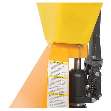 Steel/Plastic Pallet Truck 61-3/16" x 27" x 48" 5500 Lb. Capacity Yellow with Yellow P-Caddy 70 Steel/Plastic Pallet Truck - PM5-2748-Y-UP-001