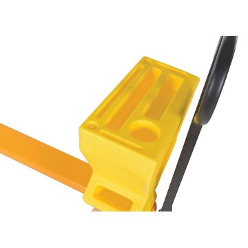 Steel/Plastic Pallet Truck 61-3/16" x 27" x 48" 5500 Lb. Capacity Yellow with Yellow P-Caddy 80 Steel/Plastic Pallet Truck - PM5-2748-Y-UP-001