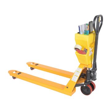 Steel/Plastic Pallet Truck 61-3/16" x 27" x 48" 5500 Lb. Capacity Yellow with Yellow P-Caddy 90 Steel/Plastic Pallet Truck - PM5-2748-Y-UP-001