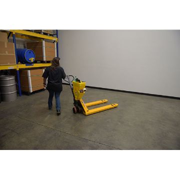 Steel/Plastic Pallet Truck 61-3/16" x 27" x 48" 5500 Lb. Capacity Yellow with Yellow P-Caddy 100 Steel/Plastic Pallet Truck - PM5-2748-Y-UP-001