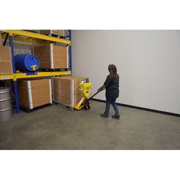 Steel/Plastic Pallet Truck 61-3/16" x 27" x 48" 5500 Lb. Capacity Yellow with Yellow P-Caddy 110 Steel/Plastic Pallet Truck - PM5-2748-Y-UP-001