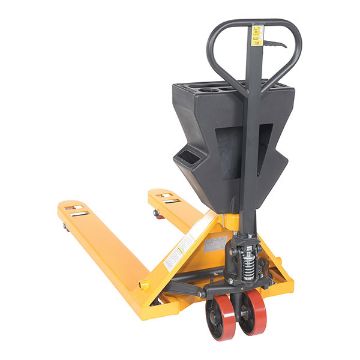 Steel/Plastic Pallet Truck 61-3/16" x 27" x 48" 5500 Lb. Capacity Yellow with Black P-Caddy 40 Steel/Plastic Pallet Truck - PM5-2748-Y-UP-002