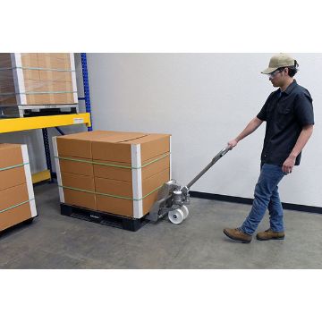 304L Stainless Steel Hydraulic Hand Pump Pallet Jack 20 in. X 45 in. 3,300 Lb. Capacity Silver 100 304L Stainless Steel Hydraulic Hand Pump Pallet Jack - ULM-PM-2045-30
